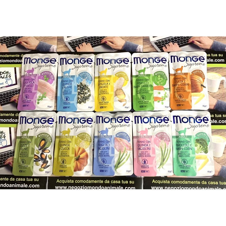 MONGE SUPREME 80gr cliccare sulla foto per selezionare il gusto