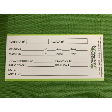 SCHEDA ALLEVAMENTO cm 10x5